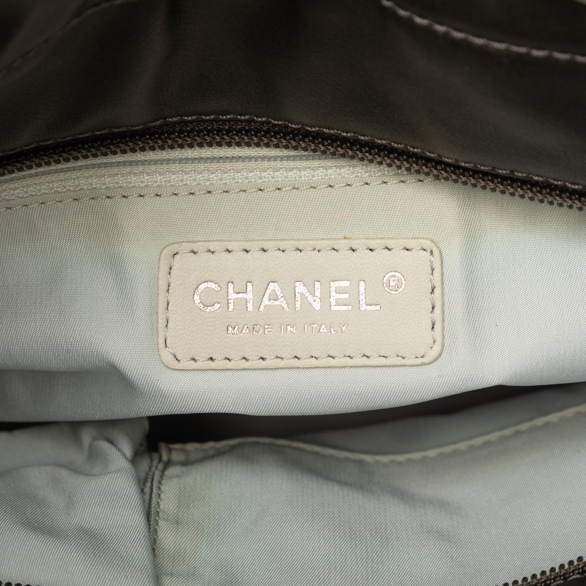 Chanel Small Bicolor Quilted Coated Canvas Paris Biarritz Tote