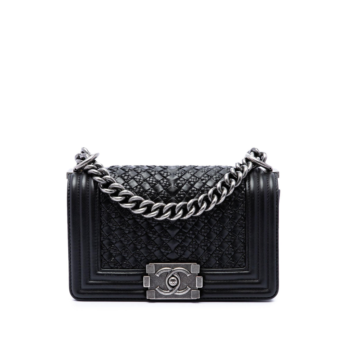 Chanel Small Braided Woven Lambskin Boy Flap