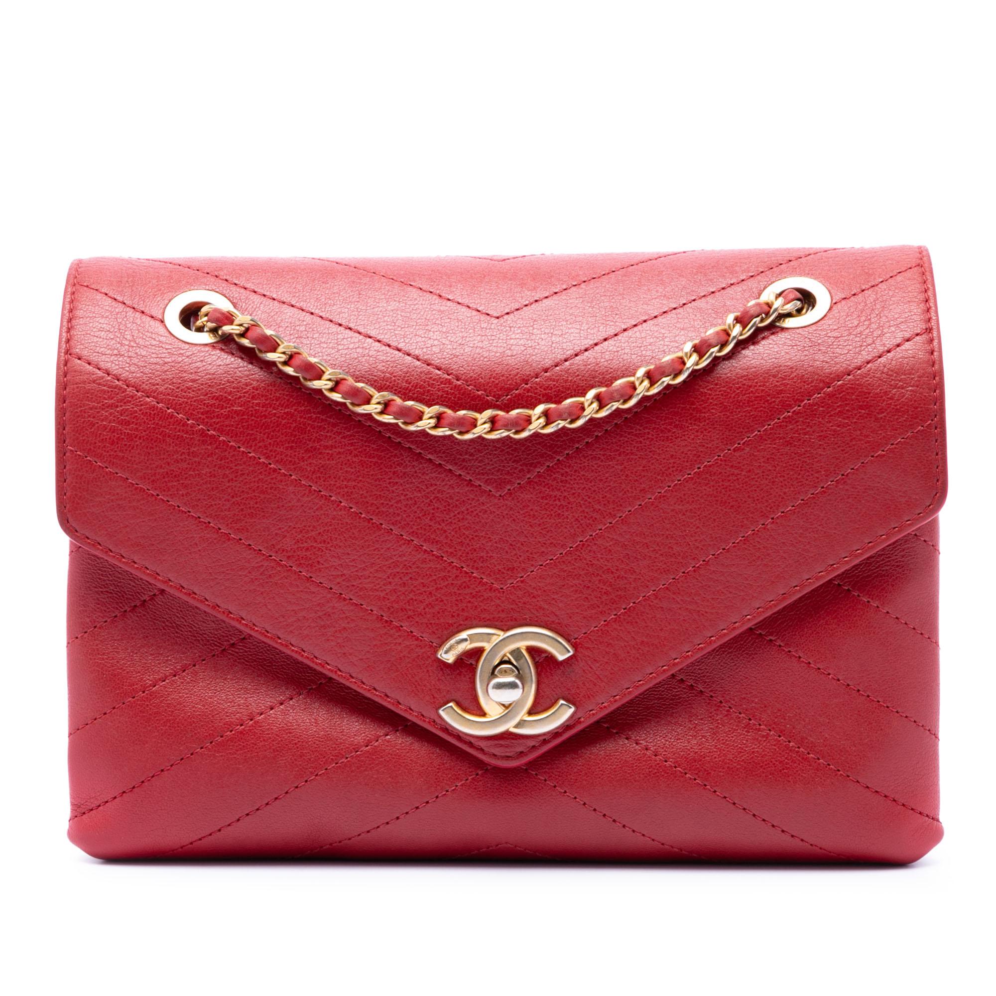 Chanel Small CC Chevron Calfskin Envelope Flap