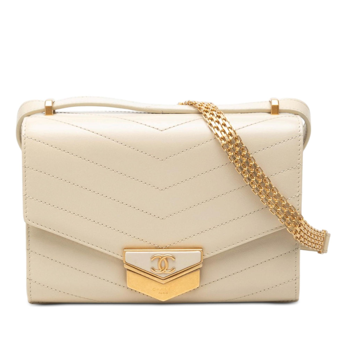 Chanel Small CC Chevron Calfskin Medal Flap