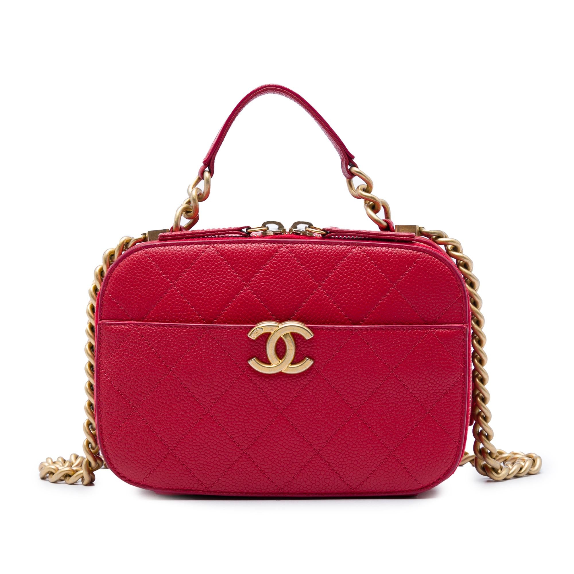 Chanel Small CC Quilted Caviar Top Handle Camera Bag