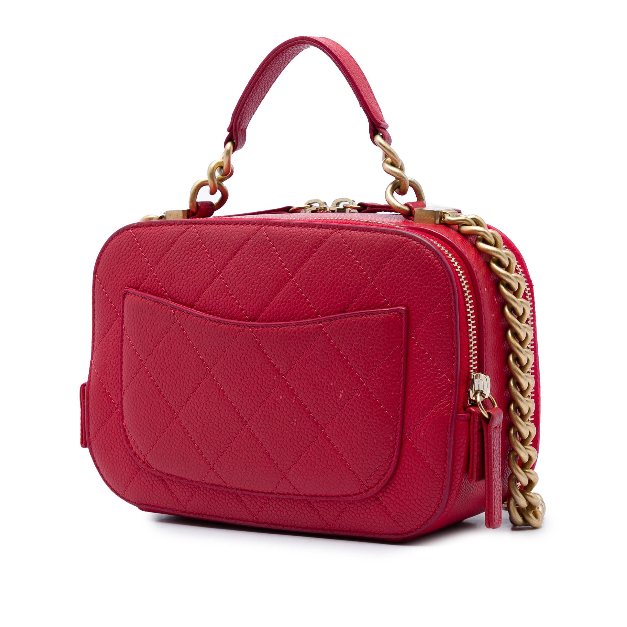 Chanel Small CC Quilted Caviar Top Handle Camera Bag
