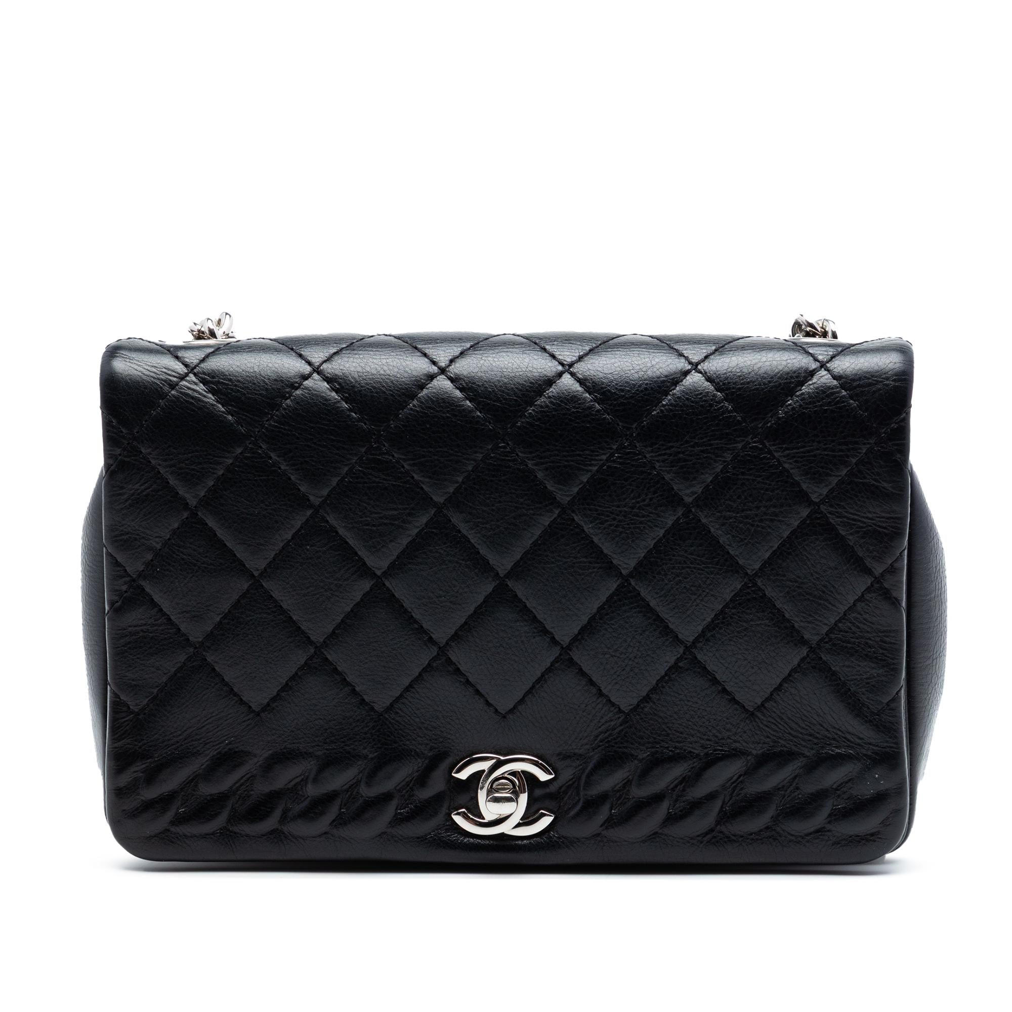 Chanel Small CC Quilted Lambskin Embossed Braid Single Flap