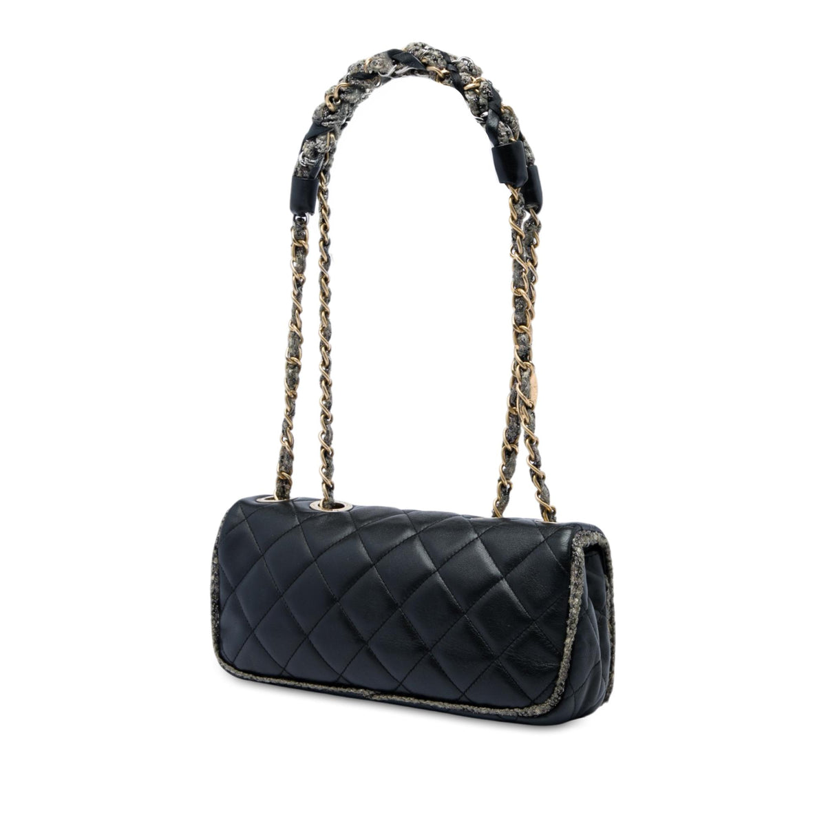 Chanel Small CC Quilted Lambskin and Tweed Chain Flap