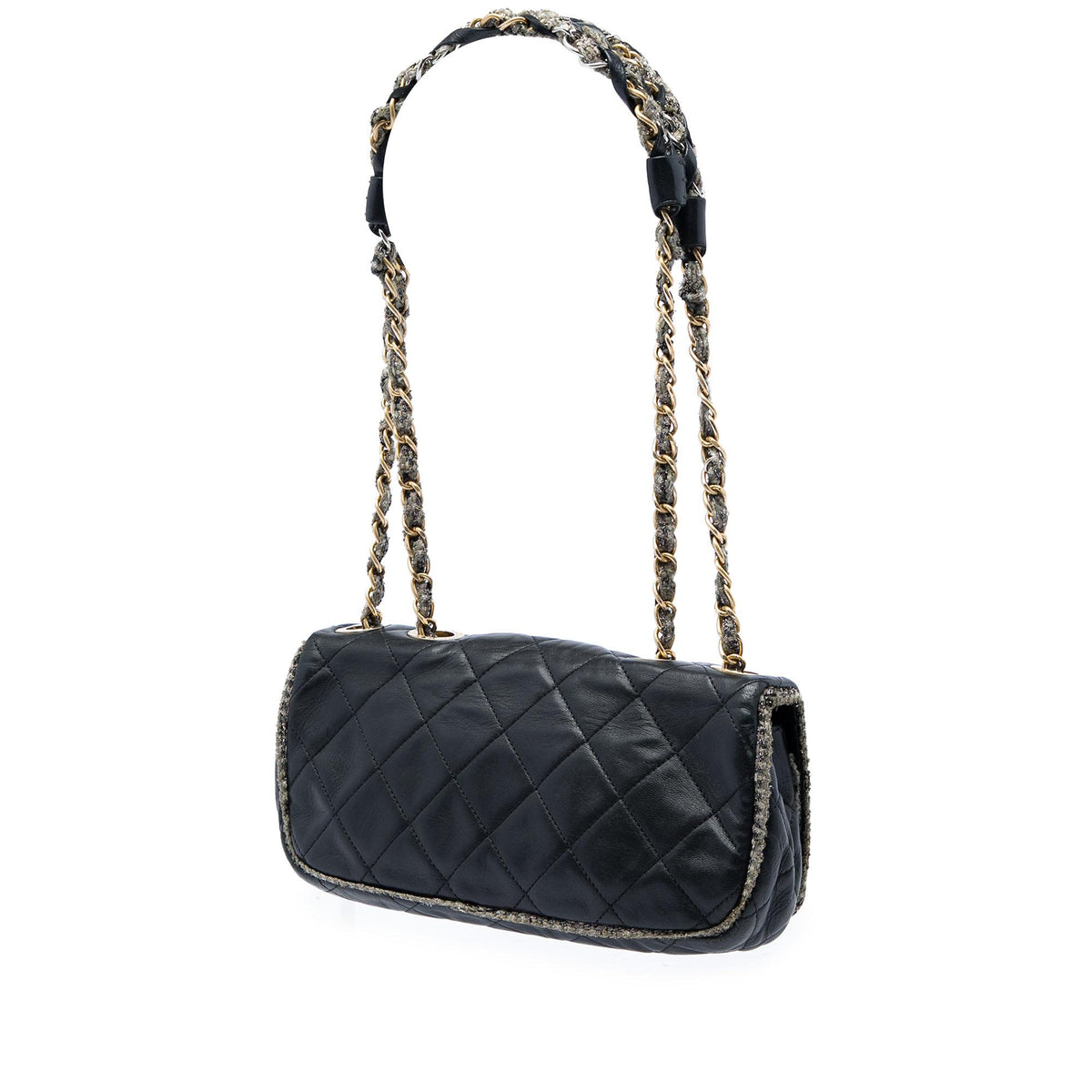 Chanel Small CC Quilted Lambskin and Tweed Chain Flap