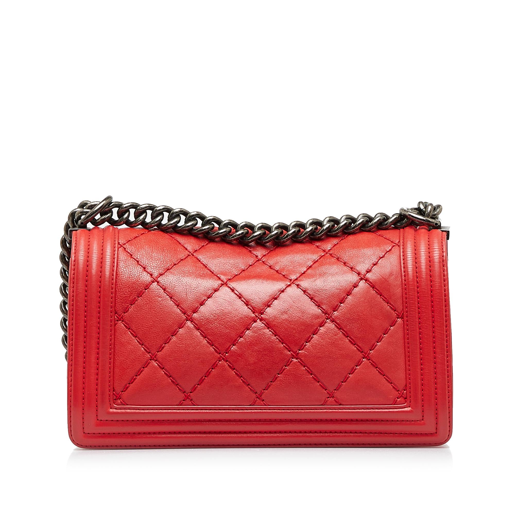 Chanel Small Calfskin Double Stitch Boy Flap