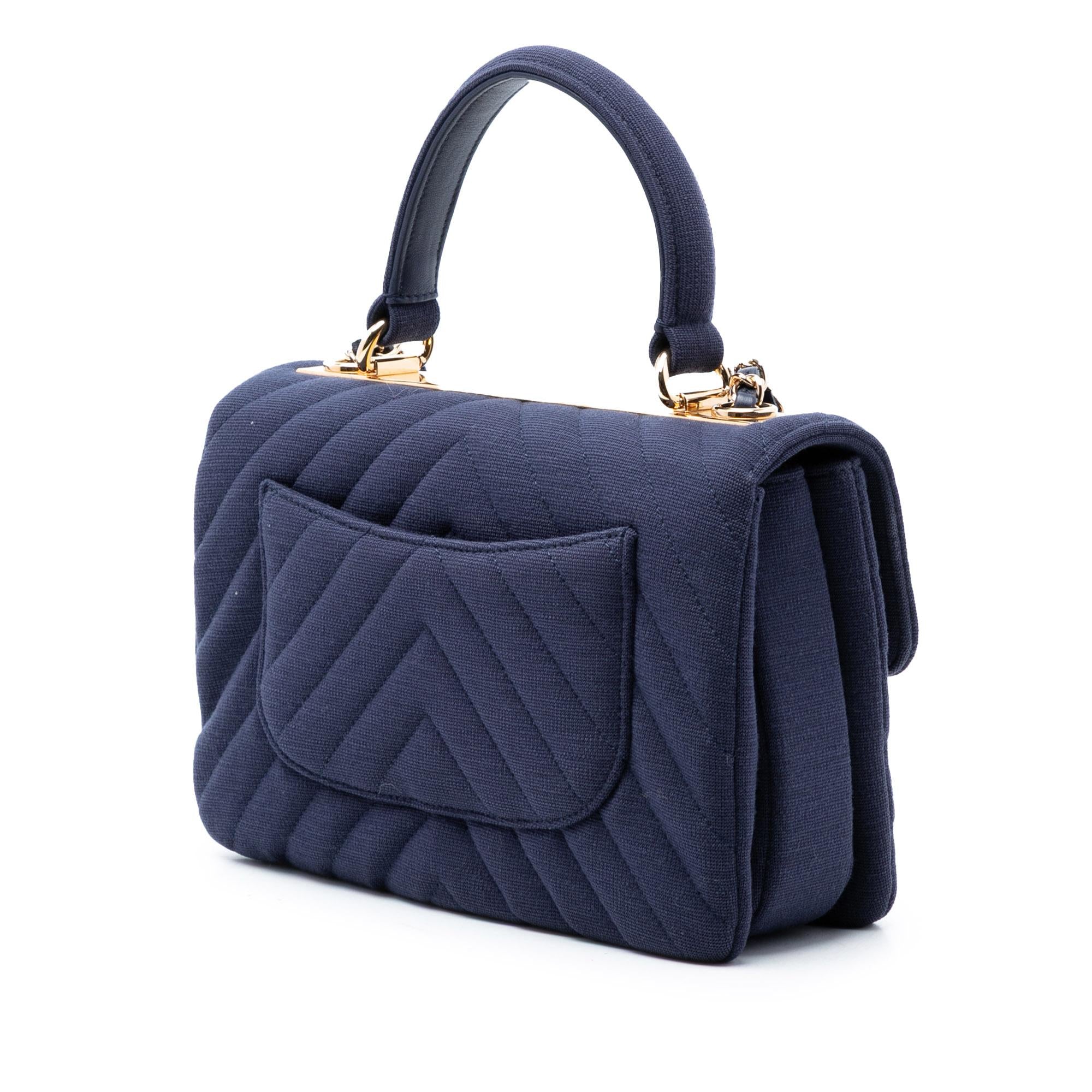 Chanel Small Chevron Jersey Trendy CC Top Handle Flap
