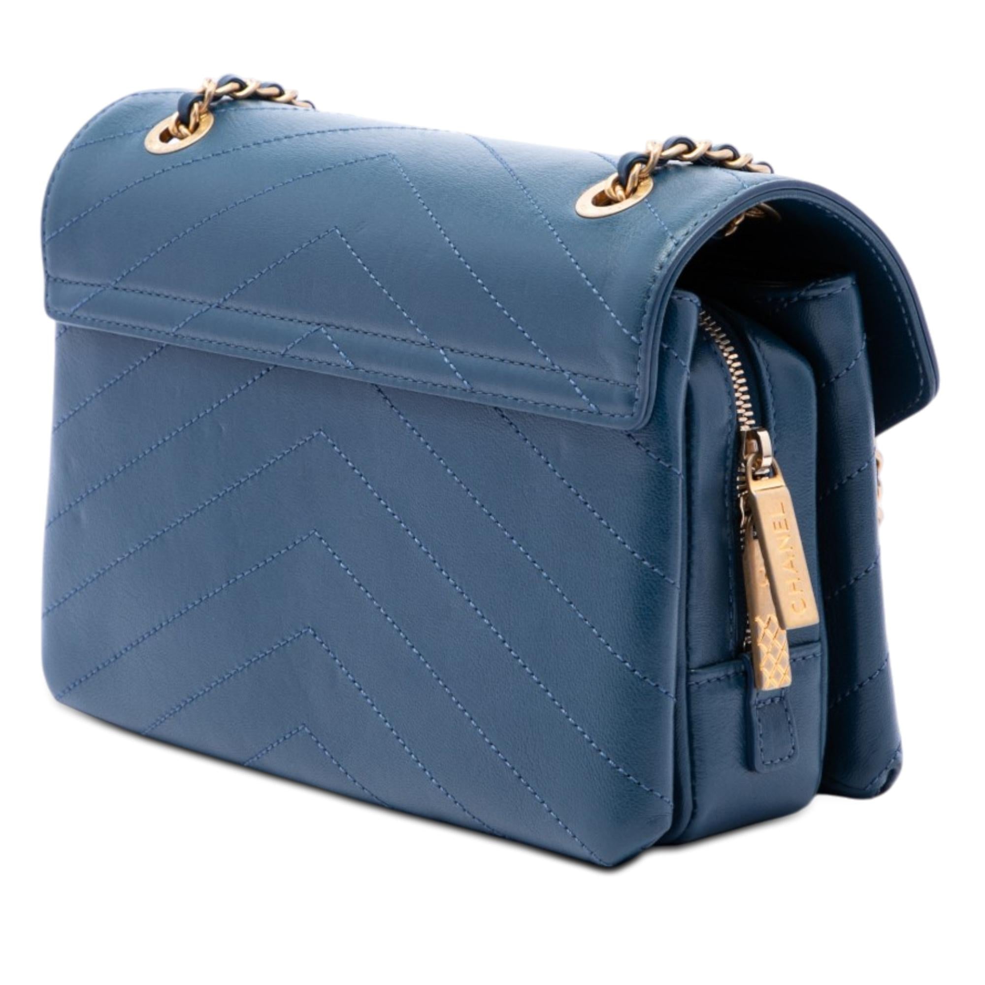 Chanel Small Chevron Lambskin Stitched Envelope Flap