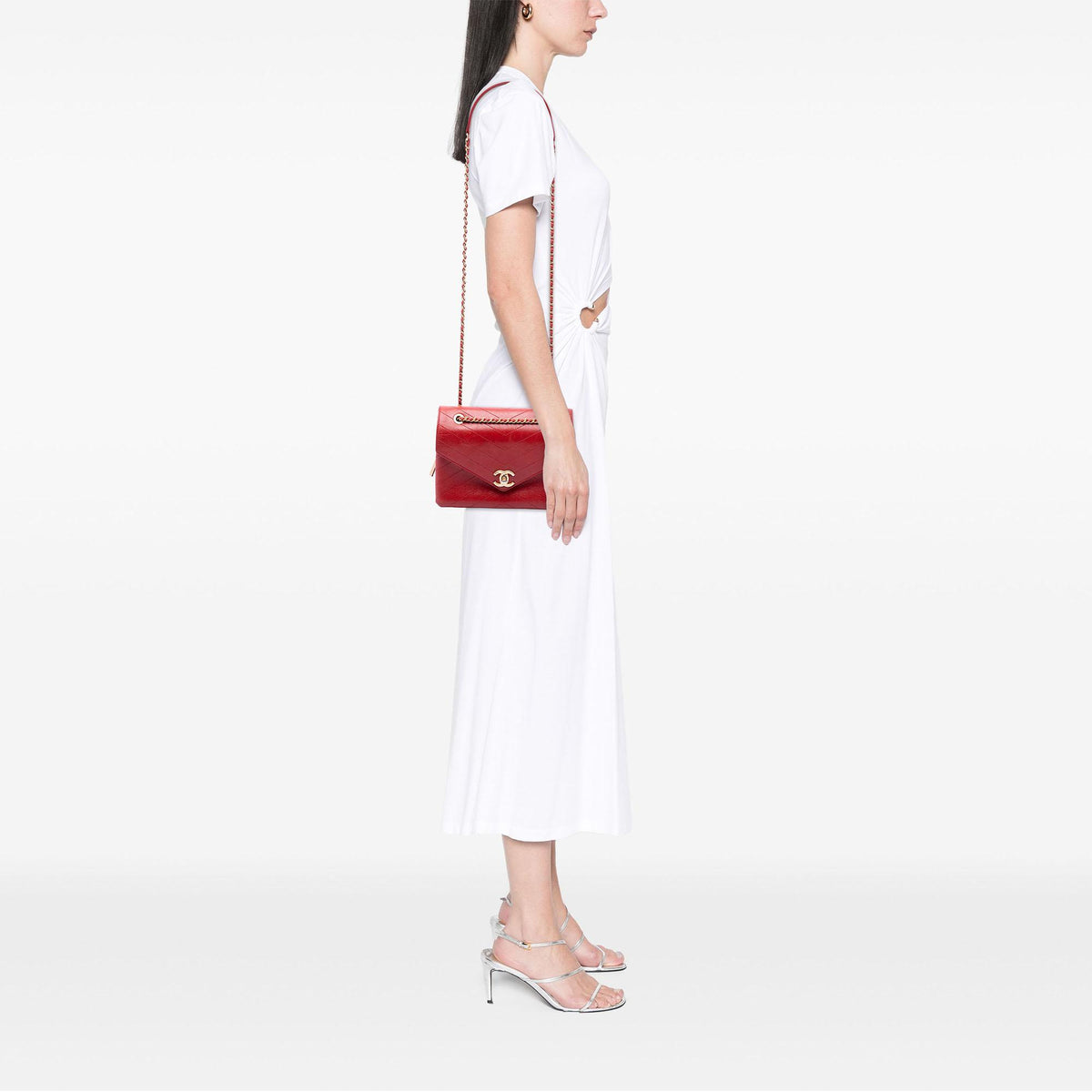 Chanel Small Chevron Lambskin Stitched Envelope Flap