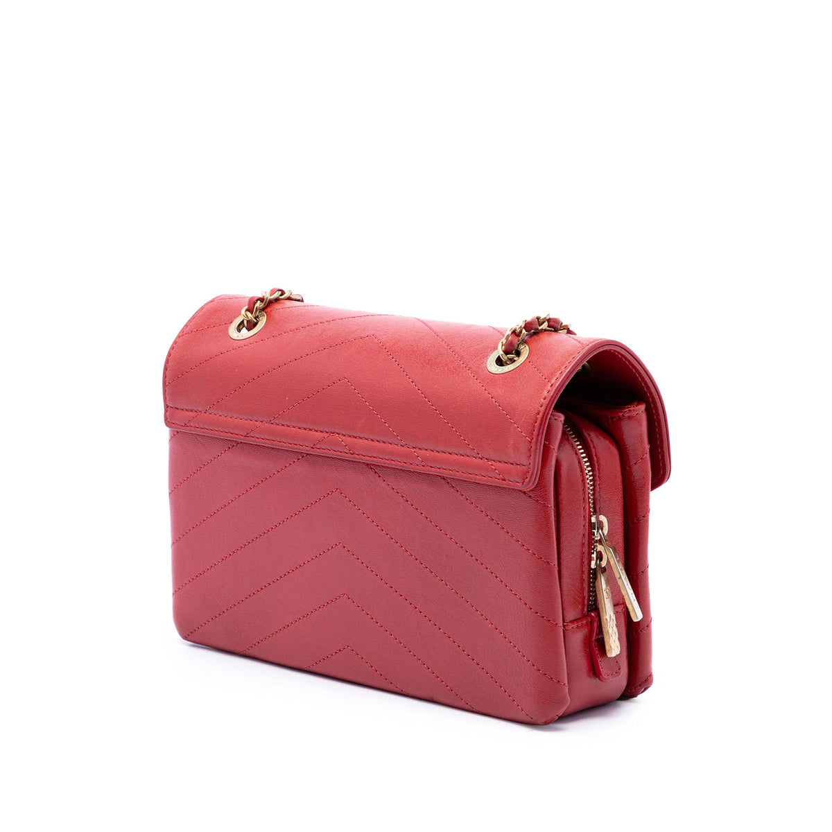 Chanel Small Chevron Lambskin Stitched Envelope Flap