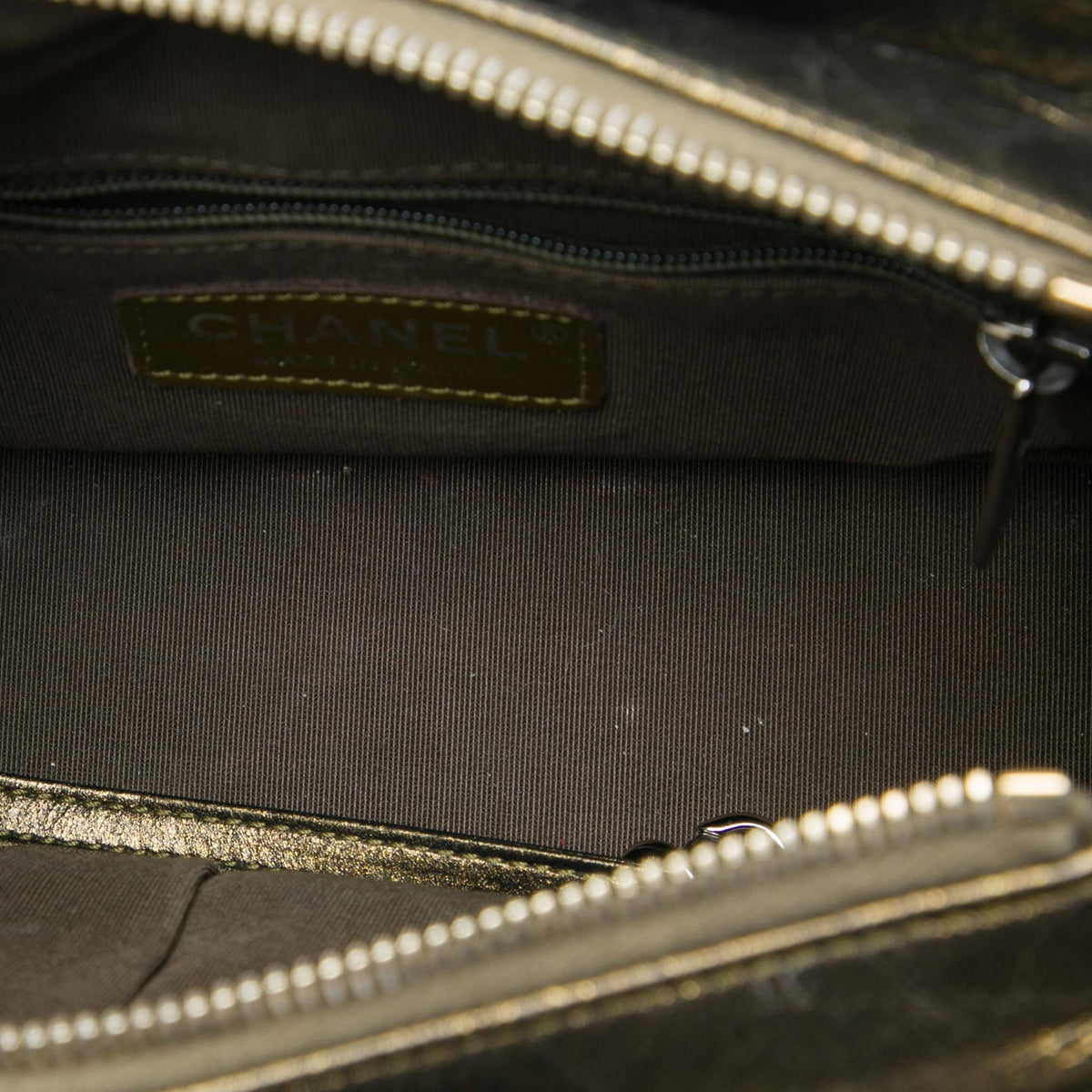 Chanel Small Chevron Quilted Metallic Aged Calfskin Gabrielle Crossbody
