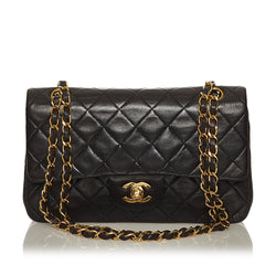 Lot - Chanel Classic 26 Double Flap Shoulder Bag, in dark blue quilted calf  leather with gold hardware, opening to a maroon calf leather l