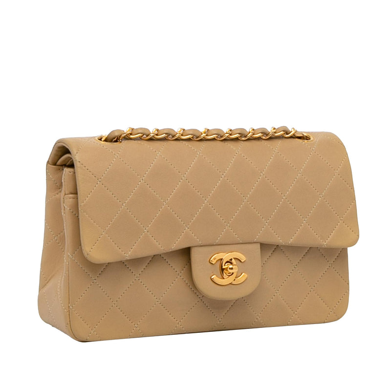 Beige Quilted Lambskin Classic Flap Backpack