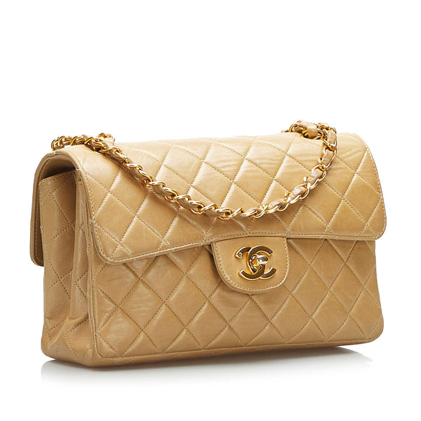 Vintage Chanel Small Classic Double Flap Bag Gold Metallic