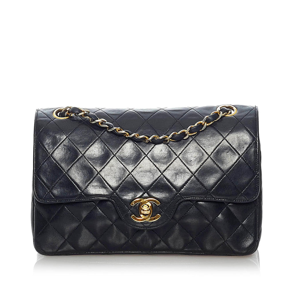 Chanel Small Classic Lambskin Leather Double Flap Bag (SHG-33688