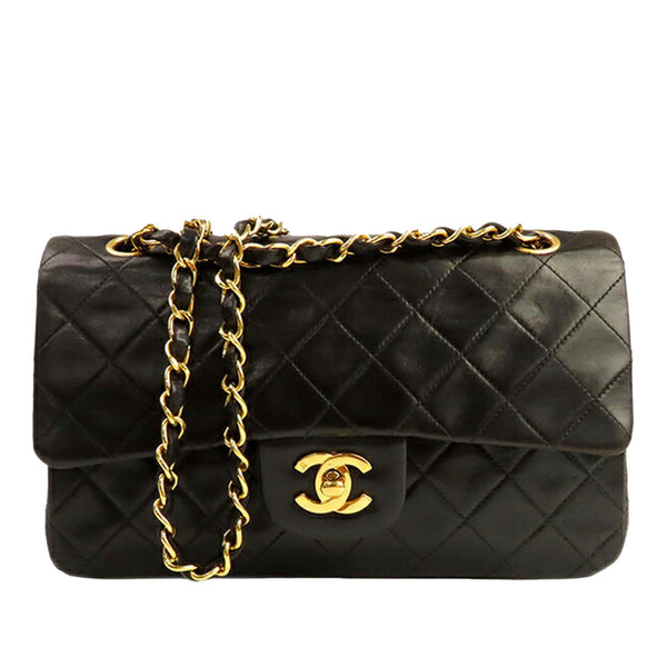 Chanel Small Classic Lambskin Leather Double Flap Bag (SHG-35103)