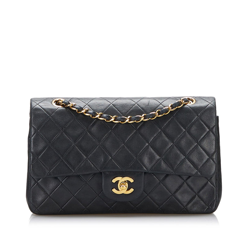 Chanel Small Classic Lambskin Leather Double Flap Bag (SHG-AUyedS