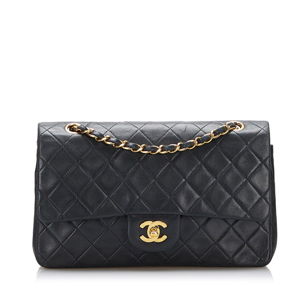 Chanel Small Classic Lambskin Leather Double Flap Bag (SHG-AUyedS)