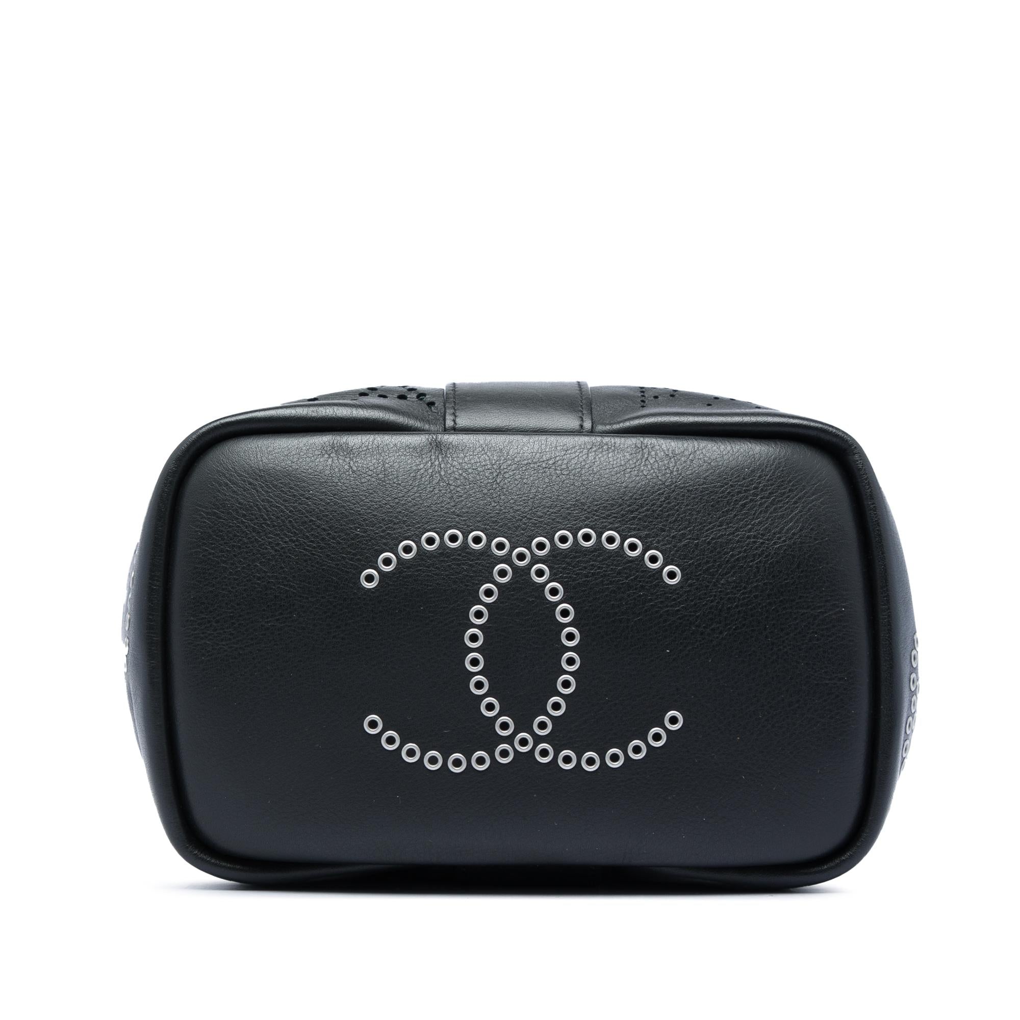 Chanel Small Perforated Calfskin Logo Eyelet Bucket Bag