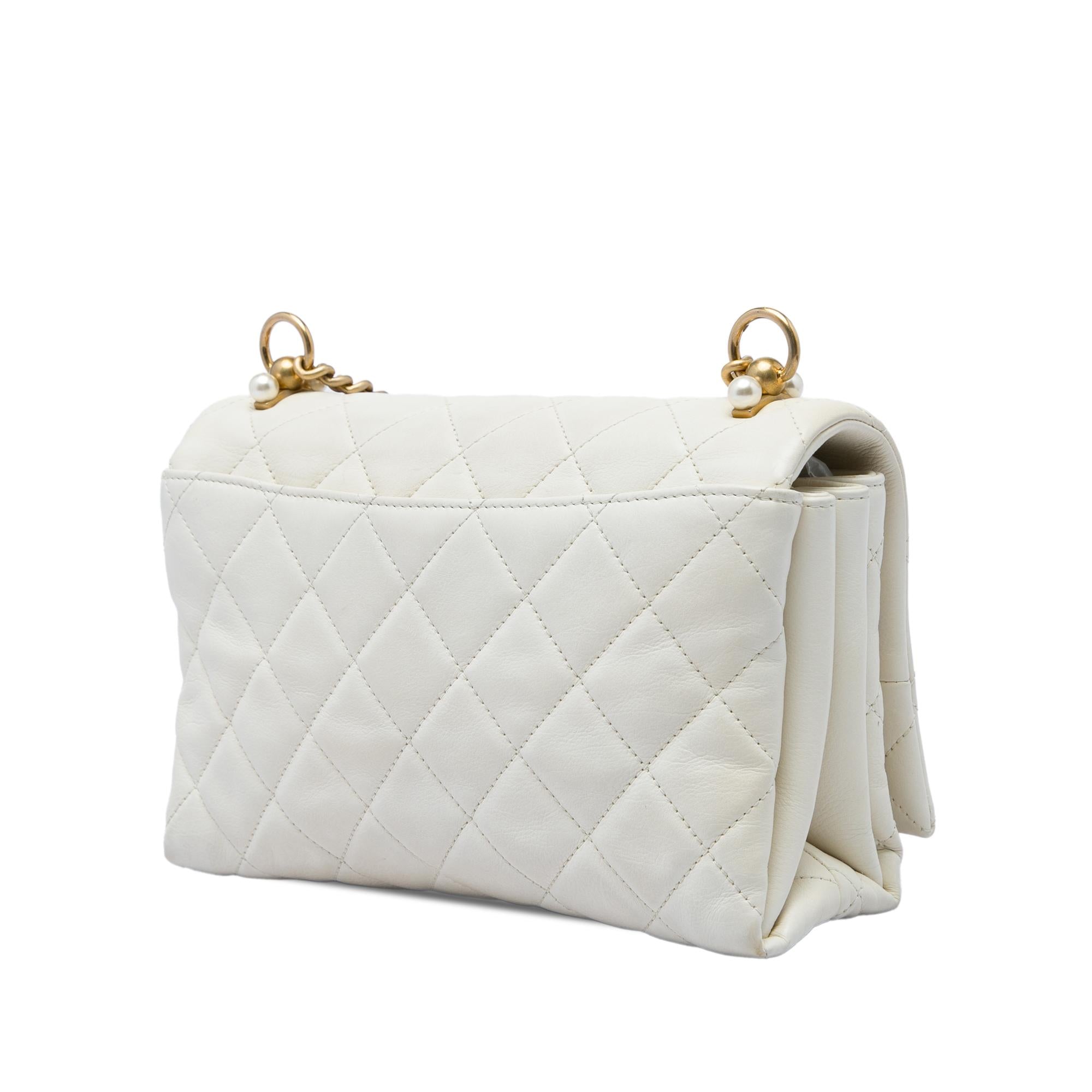 Chanel Small Quilted Calfskin Pearl CC Accordion Flap