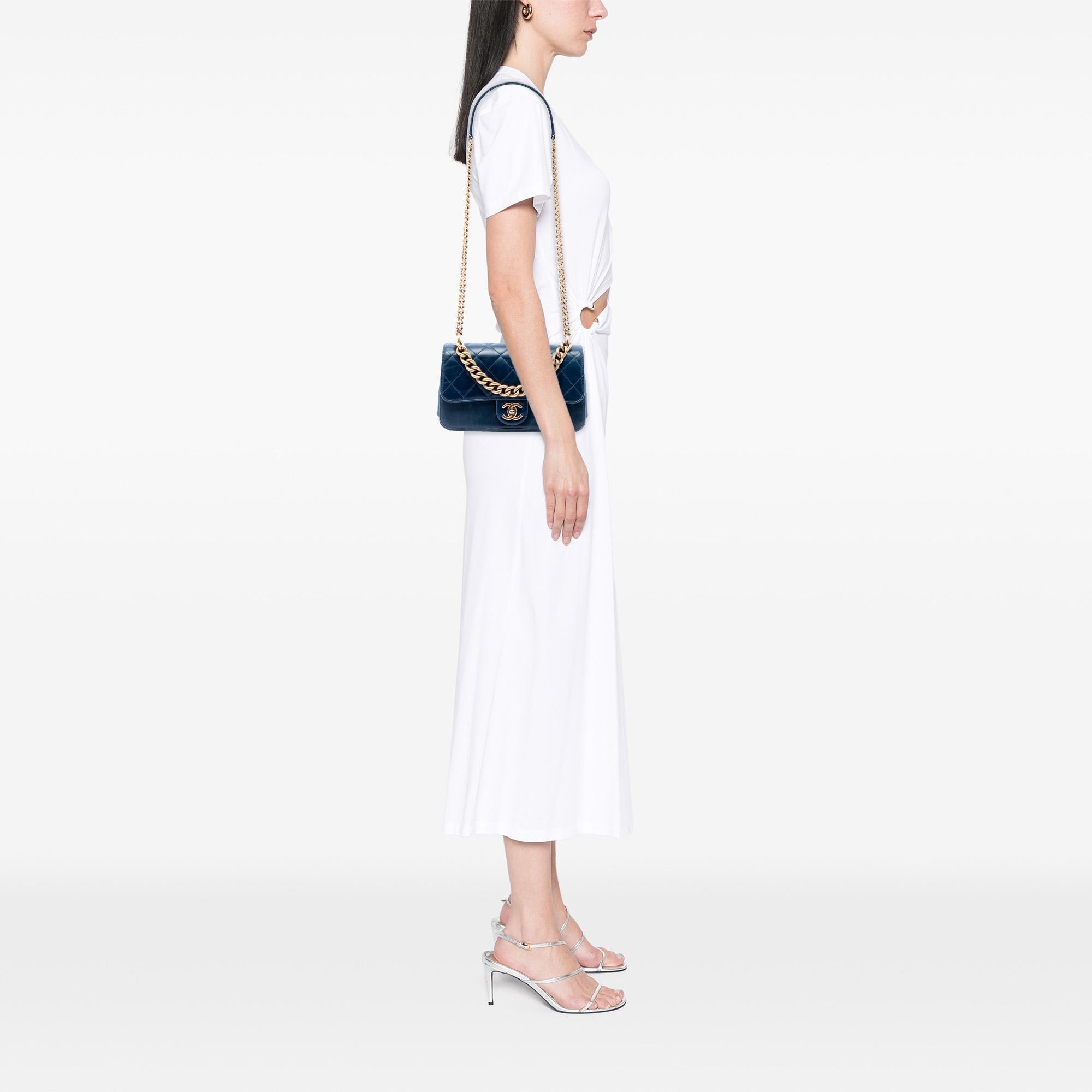 Chanel Small Quilted Calfskin Straight Lined Flap