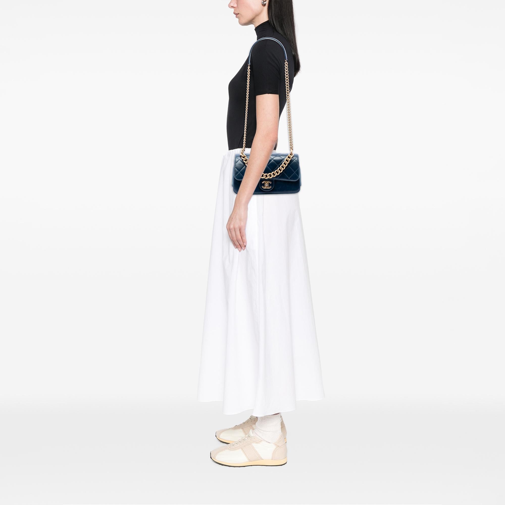 Chanel Small Quilted Calfskin Straight Lined Flap