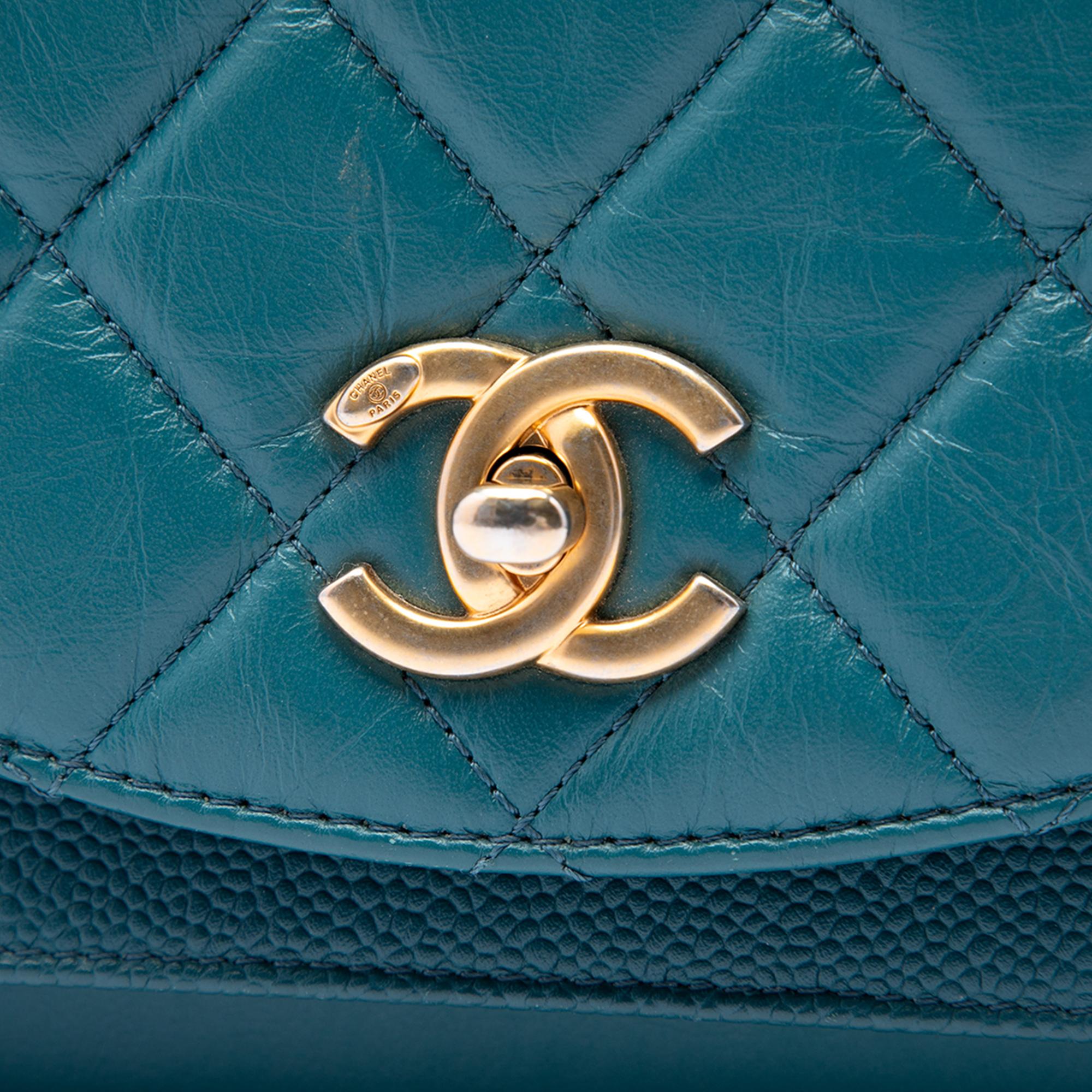 Chanel Small Quilted Calfskin and Caviar Chain Handle Flap