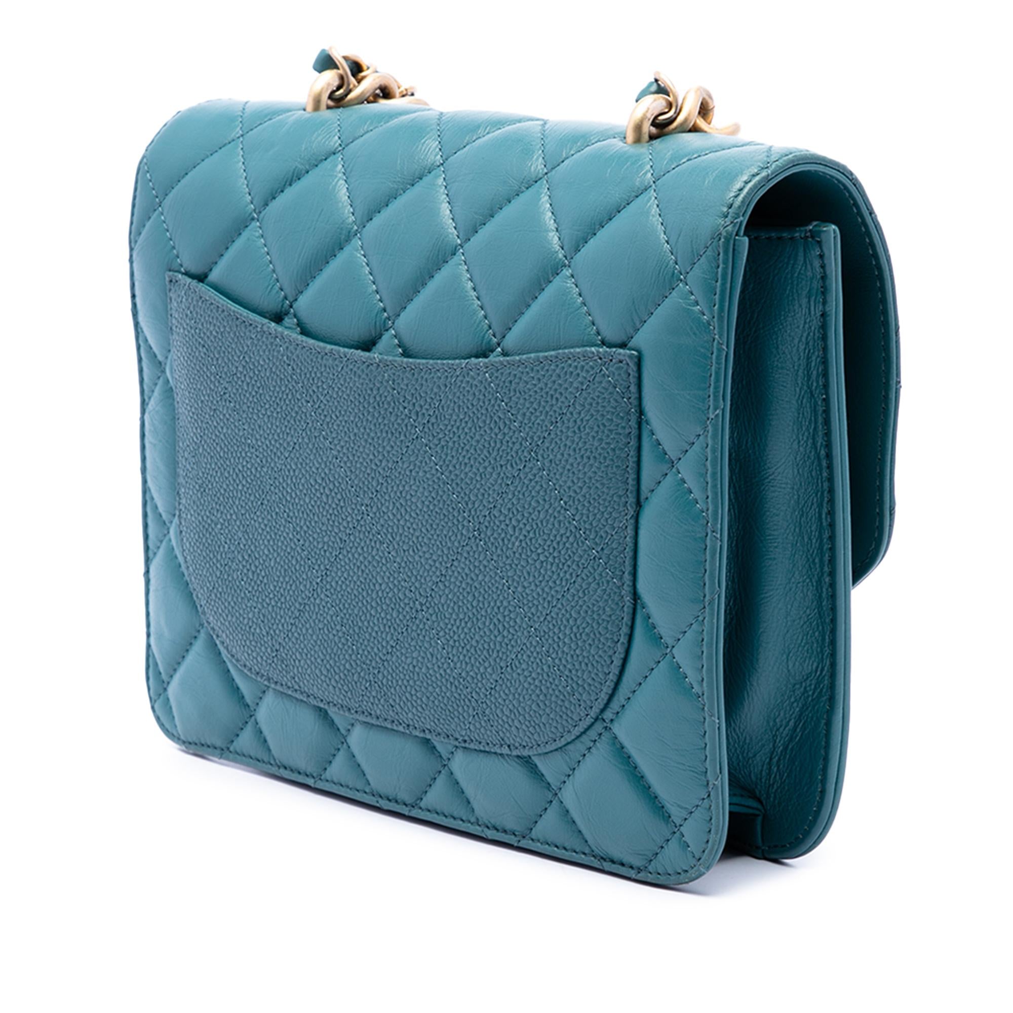 Chanel Small Quilted Calfskin and Caviar Chain Handle Flap