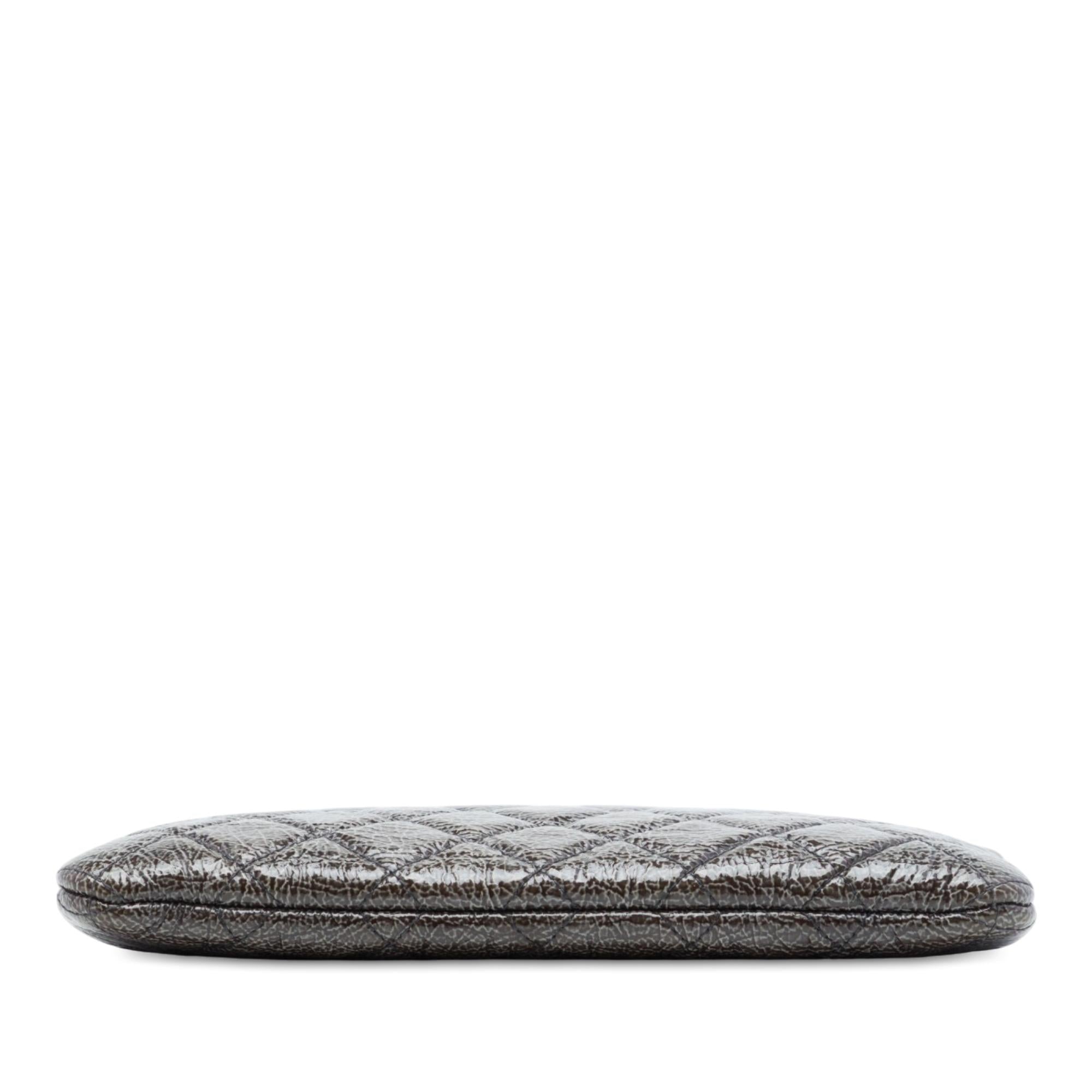 Chanel Small Quilted Crinkled Patent O Case Clutch