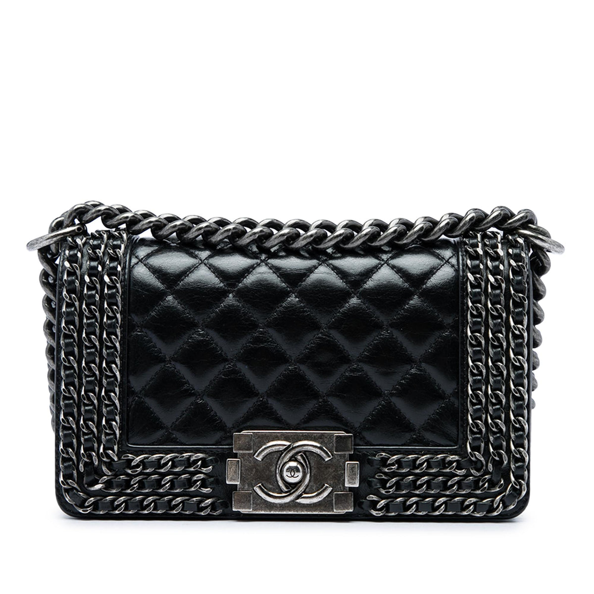 Chanel Small Quilted Glazed Calfskin Chained Boy Flap