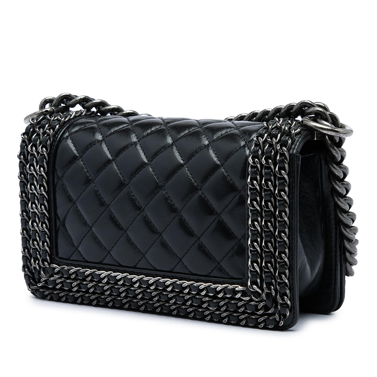 Chanel Small Quilted Glazed Calfskin Chained Boy Flap