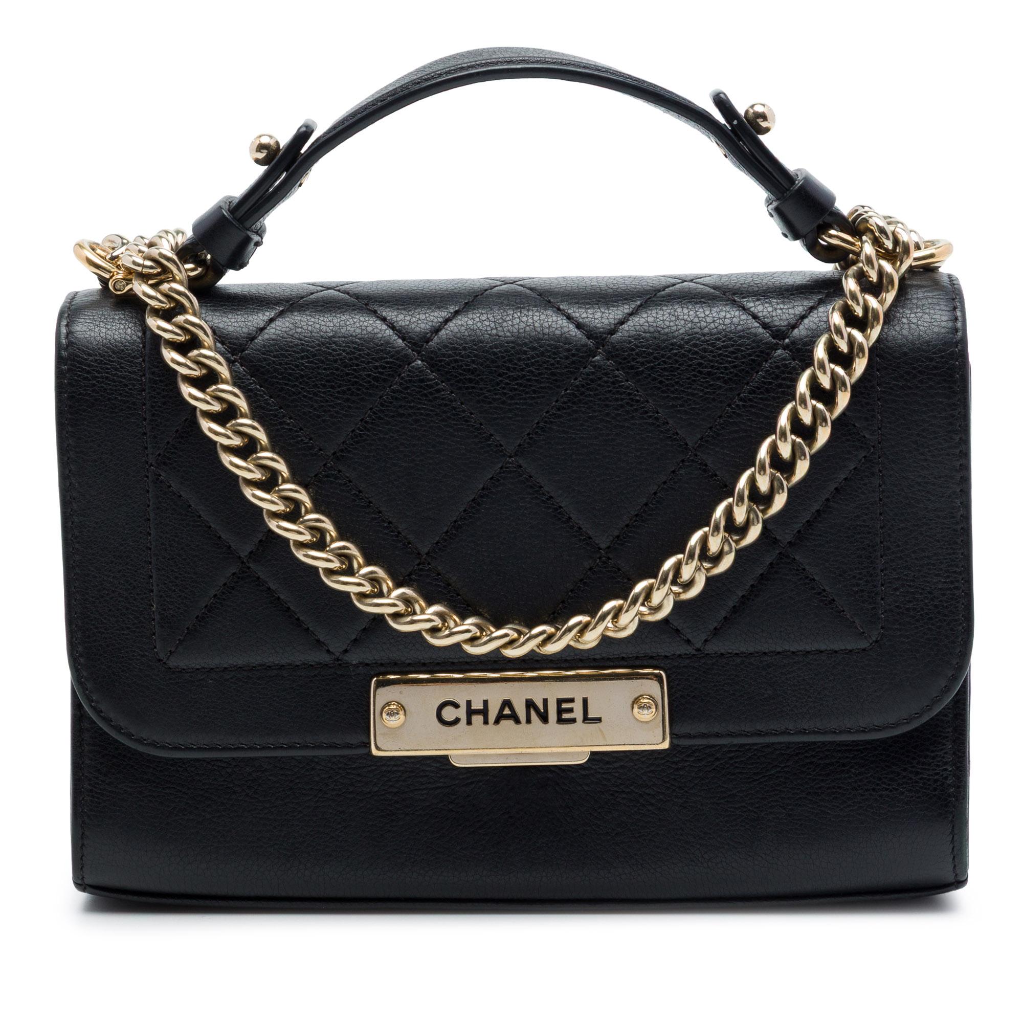 Chanel Small Quilted Grained Calfskin Label Click Flap