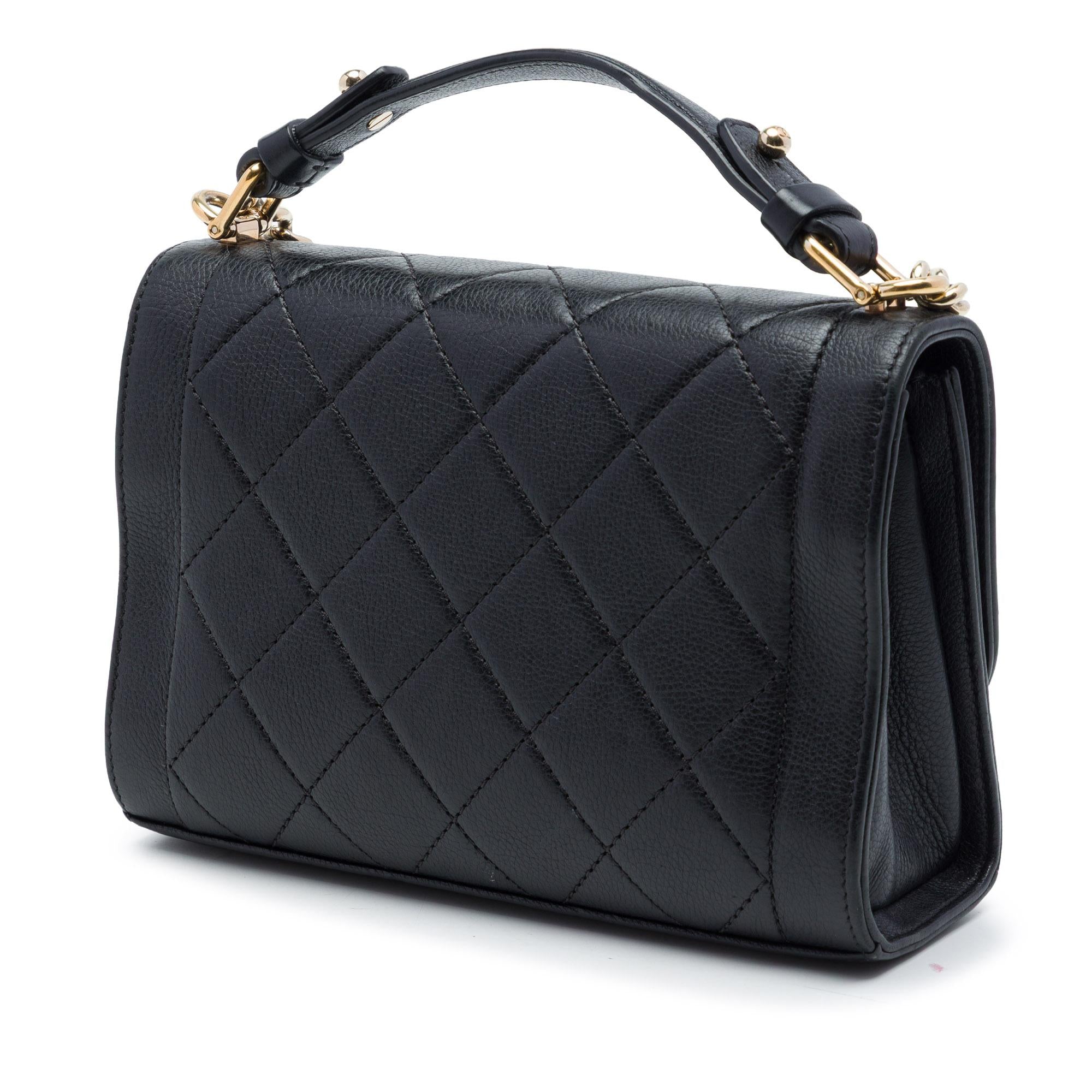 Chanel Small Quilted Grained Calfskin Label Click Flap