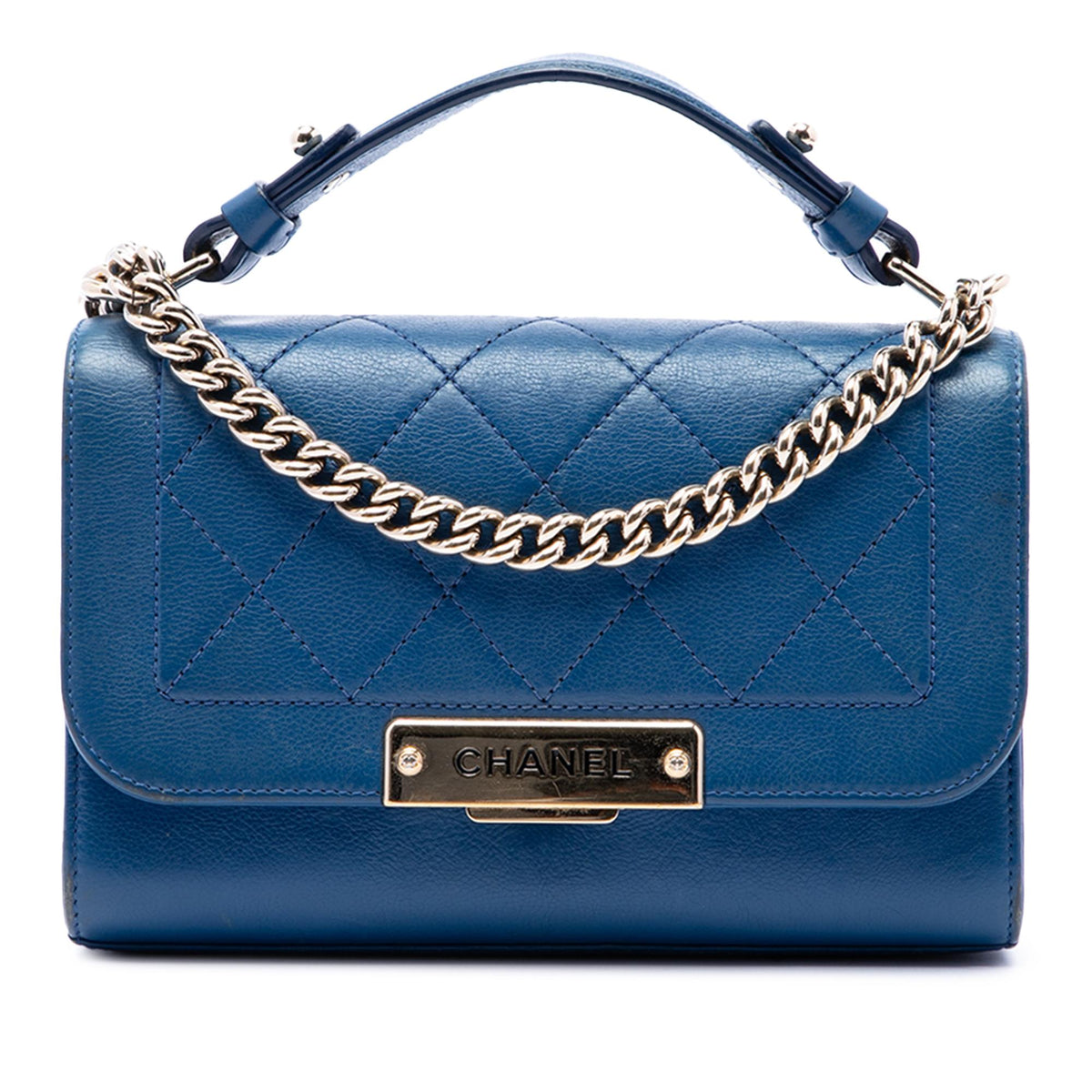 Chanel Small Quilted Grained Calfskin Label Click Flap