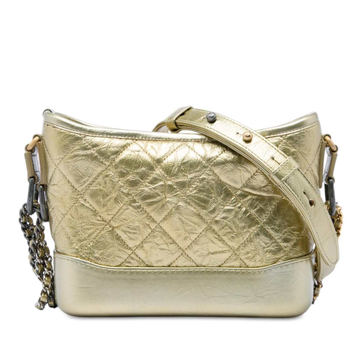 Chanel Small Quilted Metallic Aged Calfskin Gabrielle Hobo