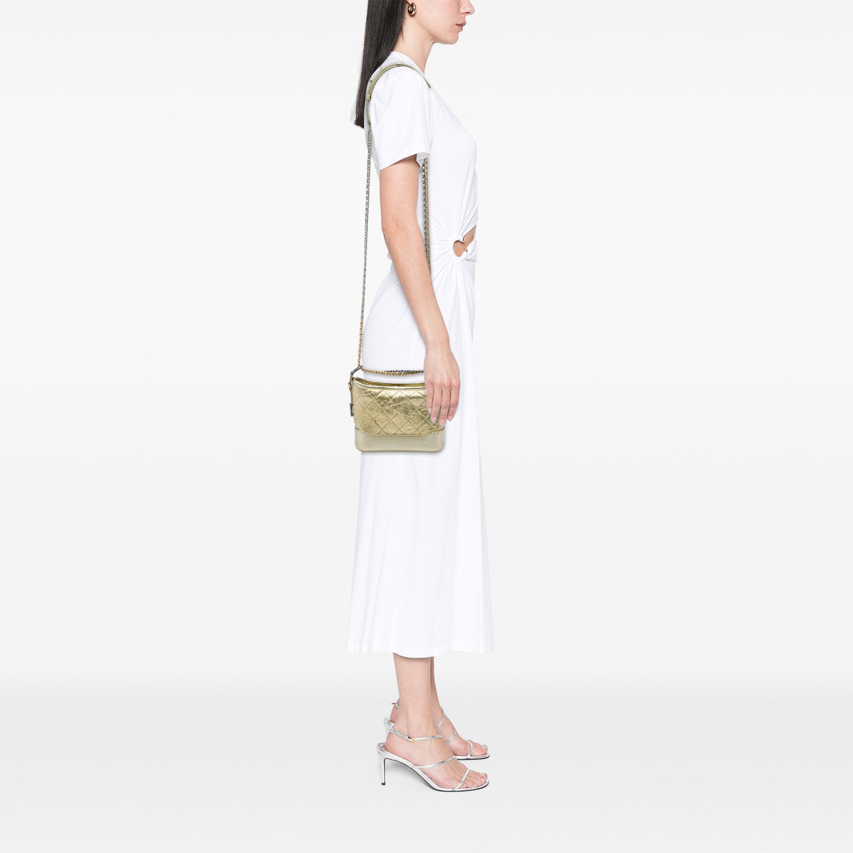 Chanel Small Quilted Metallic Aged Calfskin Gabrielle Hobo