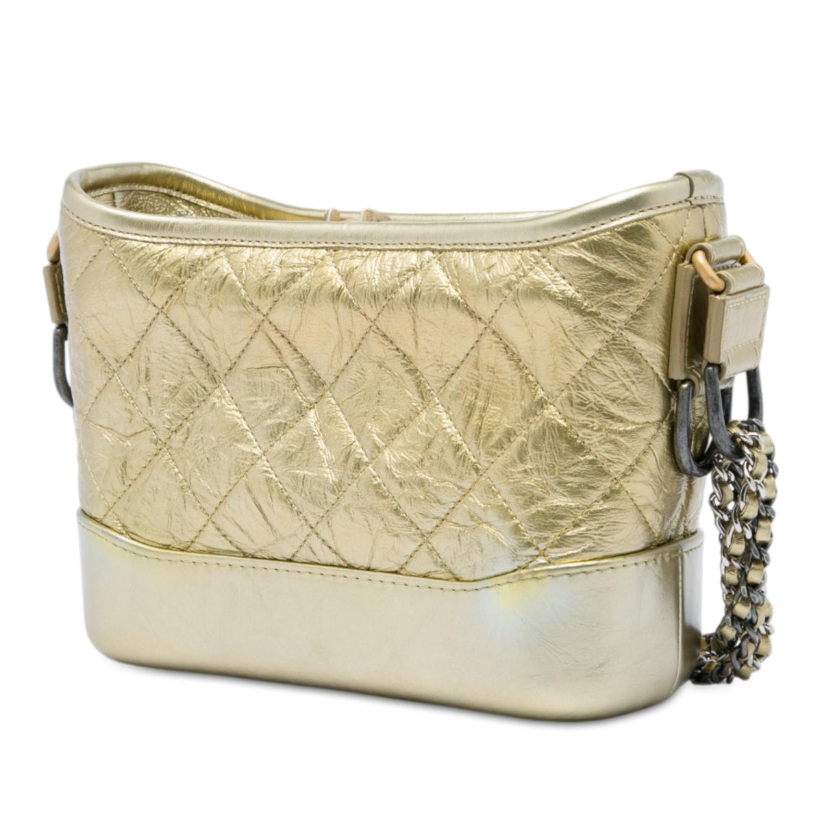 Chanel Small Quilted Metallic Aged Calfskin Gabrielle Hobo