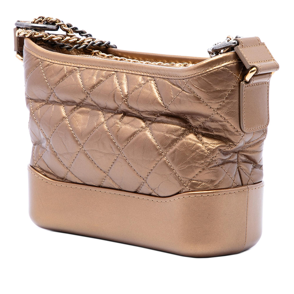 Chanel Small Quilted Metallic Aged Calfskin Gabrielle Hobo