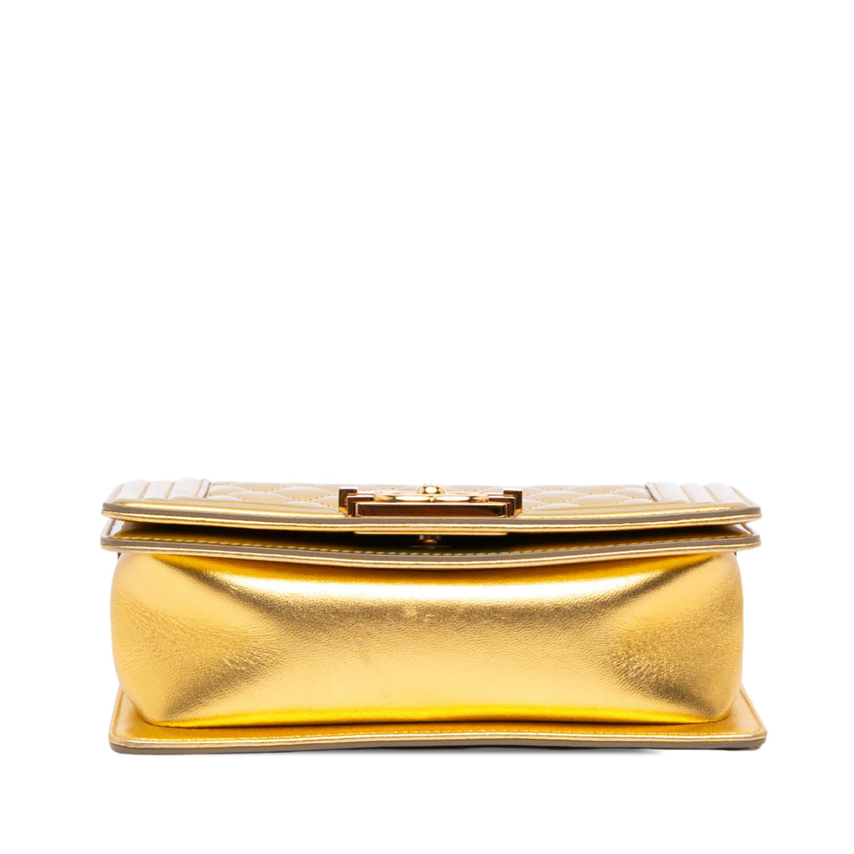 Chanel Small Quilted Metallic Patent Boy Flap