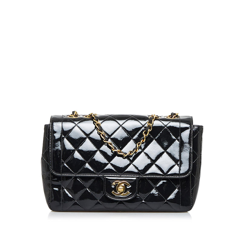 Chanel Small Quilted Patent Border Flap Bag (SHG-aW2dYK) – LuxeDH