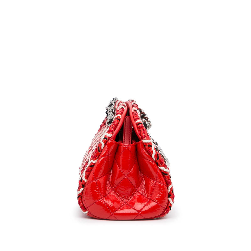 CHANEL Patent Quilted Small Just Mademoiselle Bowling Bag Red 143319