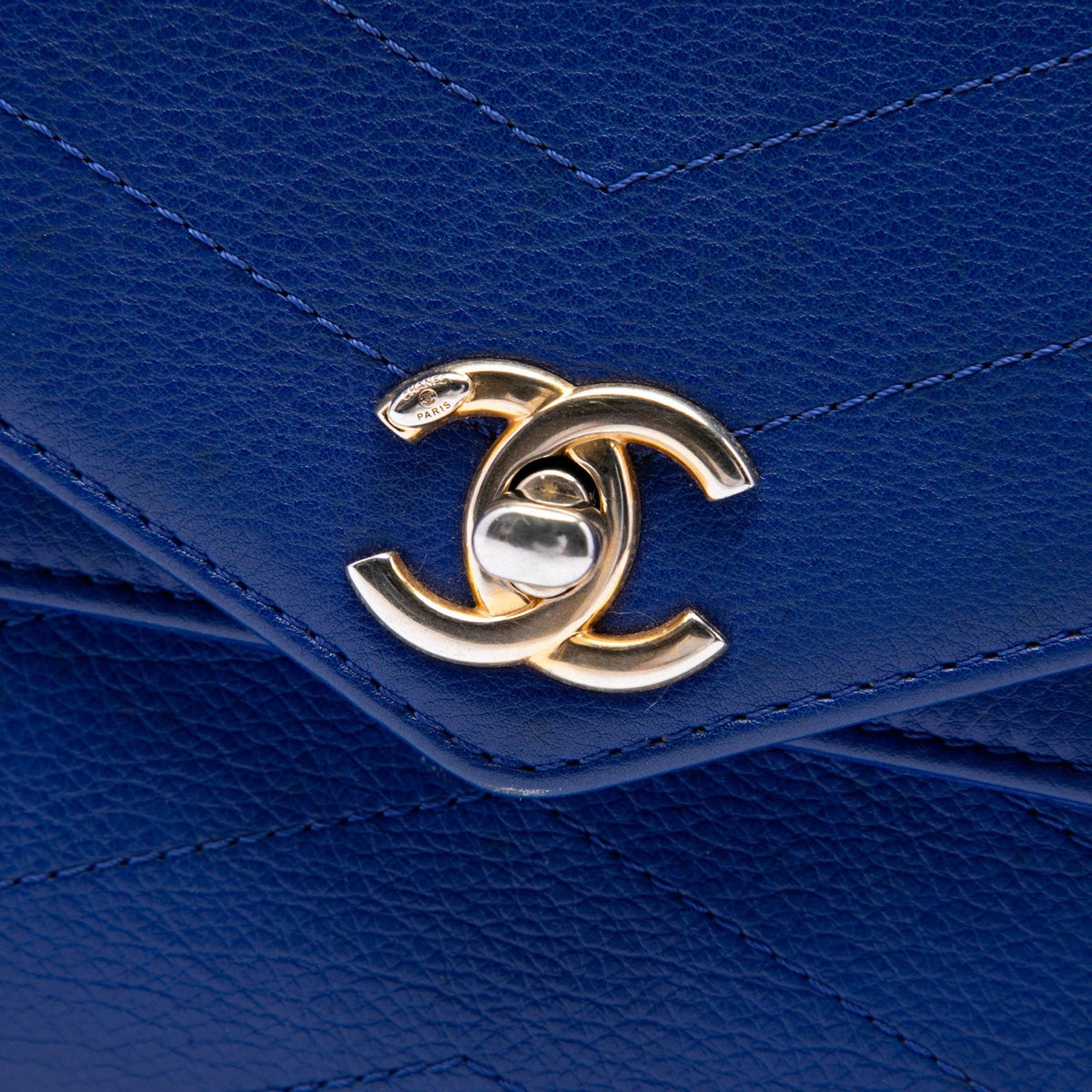 Chanel Small Studded Chevron Calfskin Envelope Double Flap