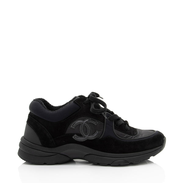 Chanel Suede Calfskin CC Sneakers - Size 7.5 / 37.5 (SHF-PJYB9I)