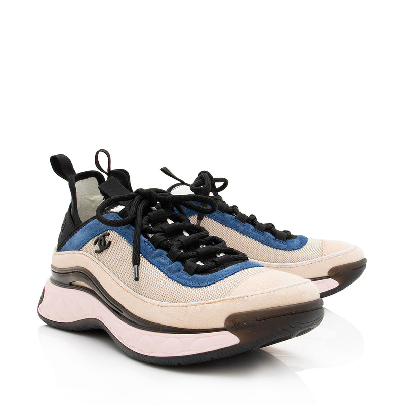 Chanel Suede Mesh CC Cap Toe Sneakers - Size 10 / 40 (SHF-BjDQ7O) – LuxeDH