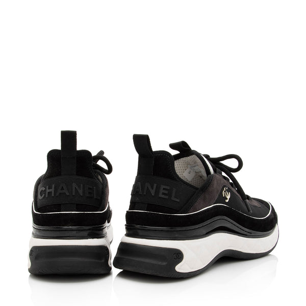 Chanel Black Suede and Fabric CC Logo Sneakers Size 40 Chanel