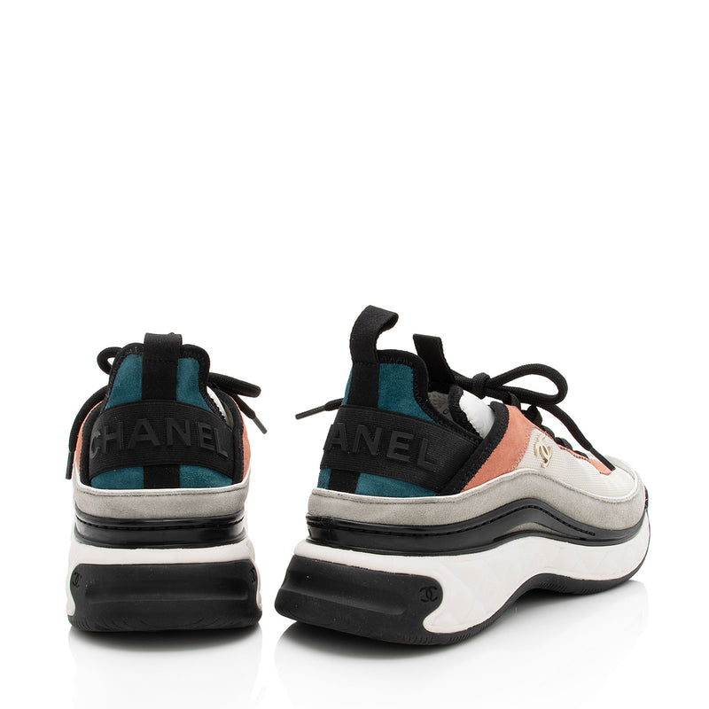 Chanel Suede Mesh CC Cap Toe Sneakers - Size 10.5 / 40.5 (SHF-4um2RH)