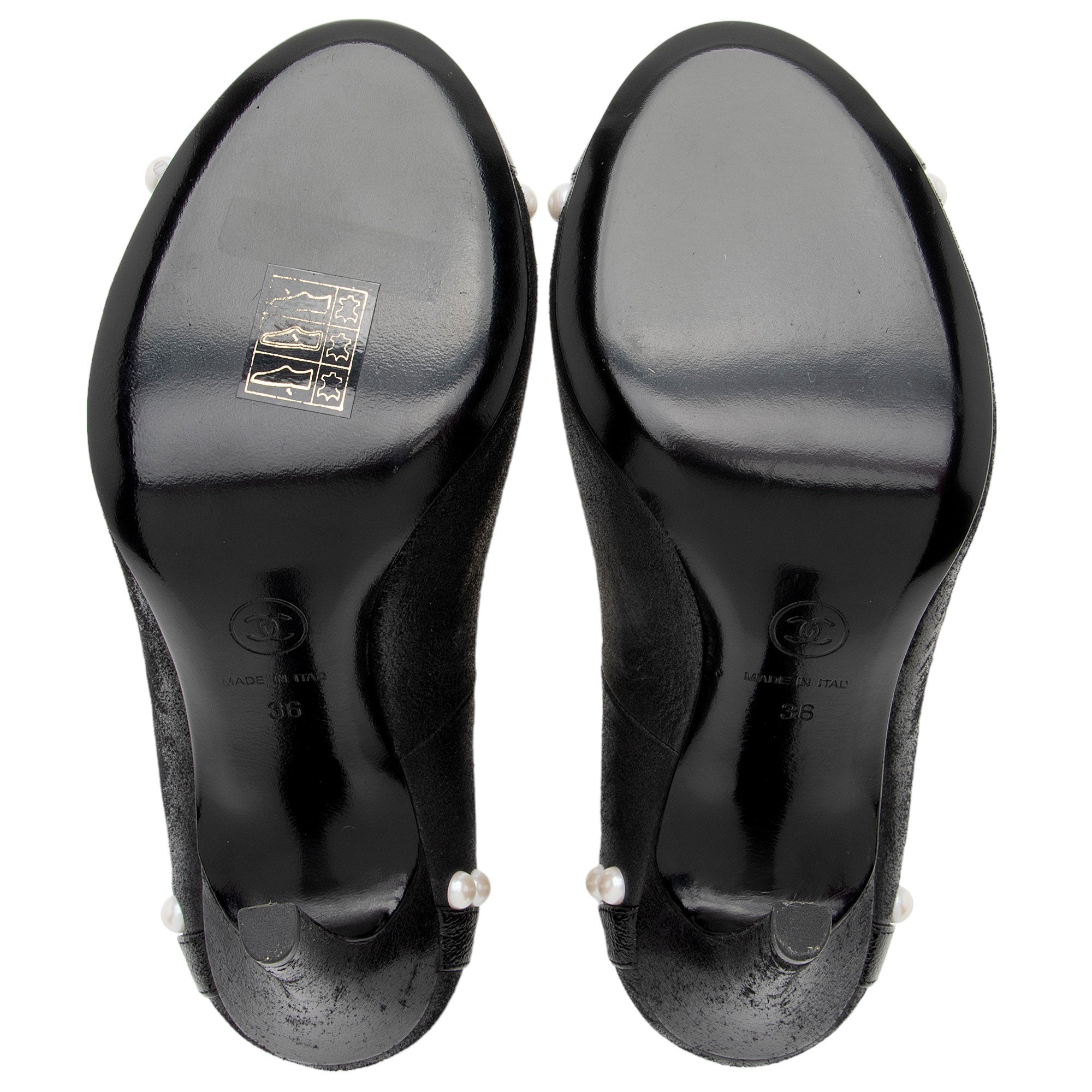 Chanel Suede Pearl CC Pumps - Size 6 / 36 (SHF-9755Wr)