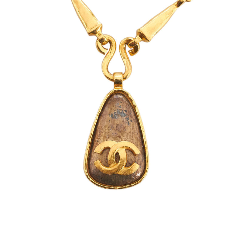 Chanel Teardrop CC Logo Pendant Necklace SHG ziyd90 LuxeDH