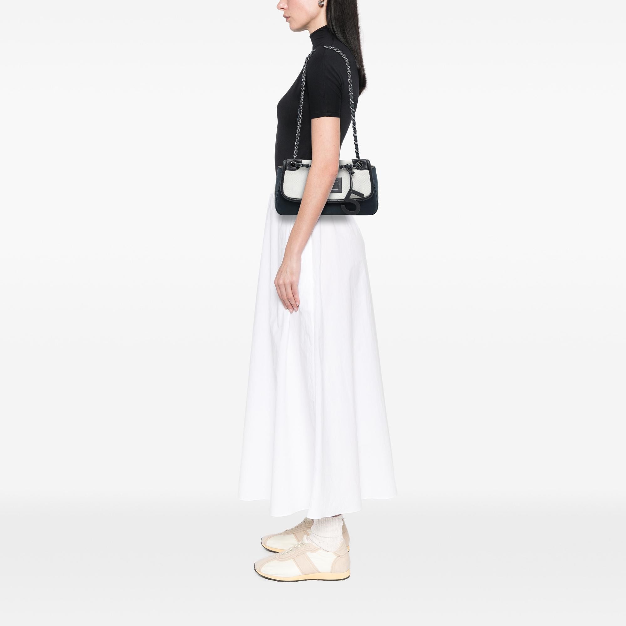 Chanel Tricolor Canvas and Leather No 5 Giant Mademoiselle Lock Flap Bag