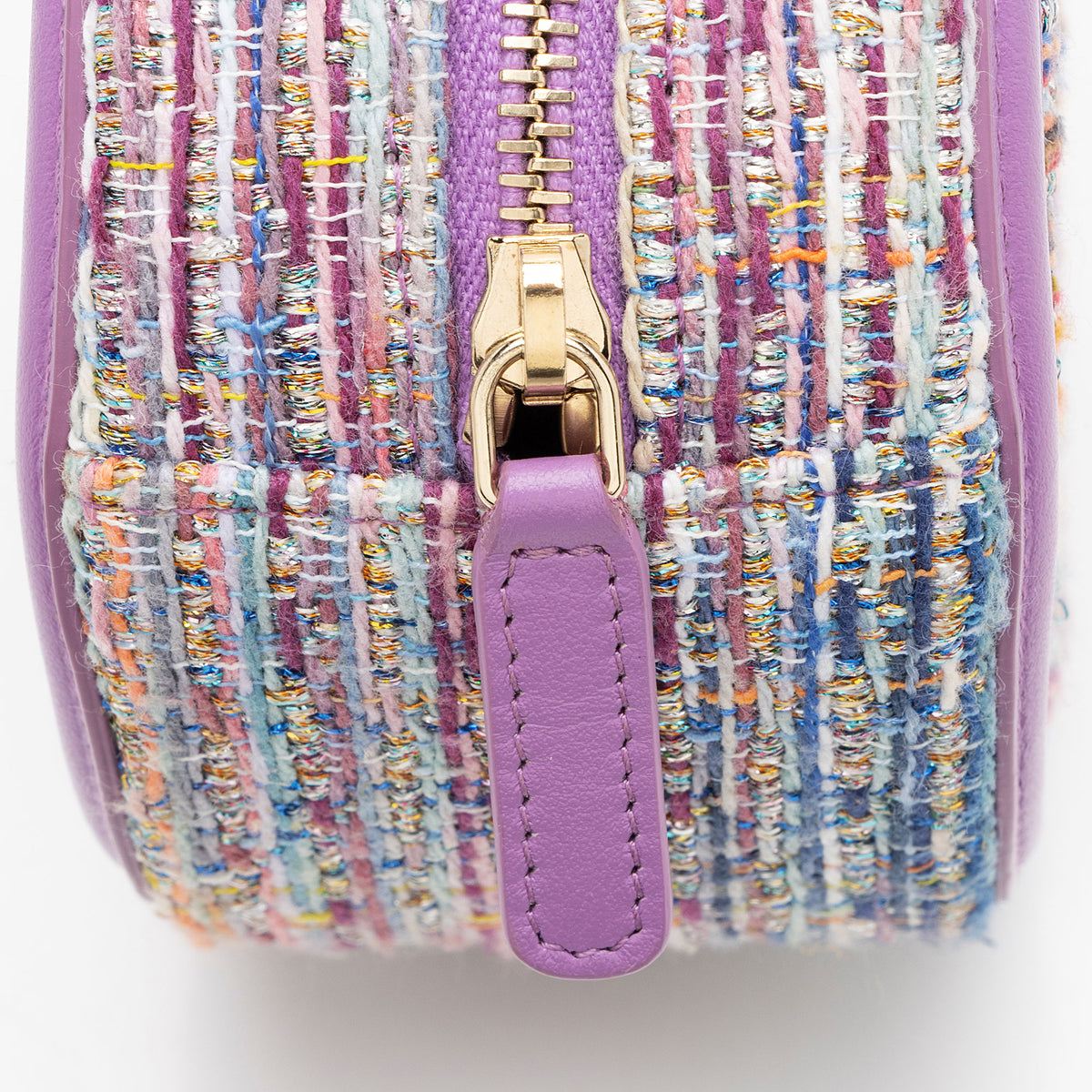 Chanel Tweed CC Filigree Round Clutch with Chain